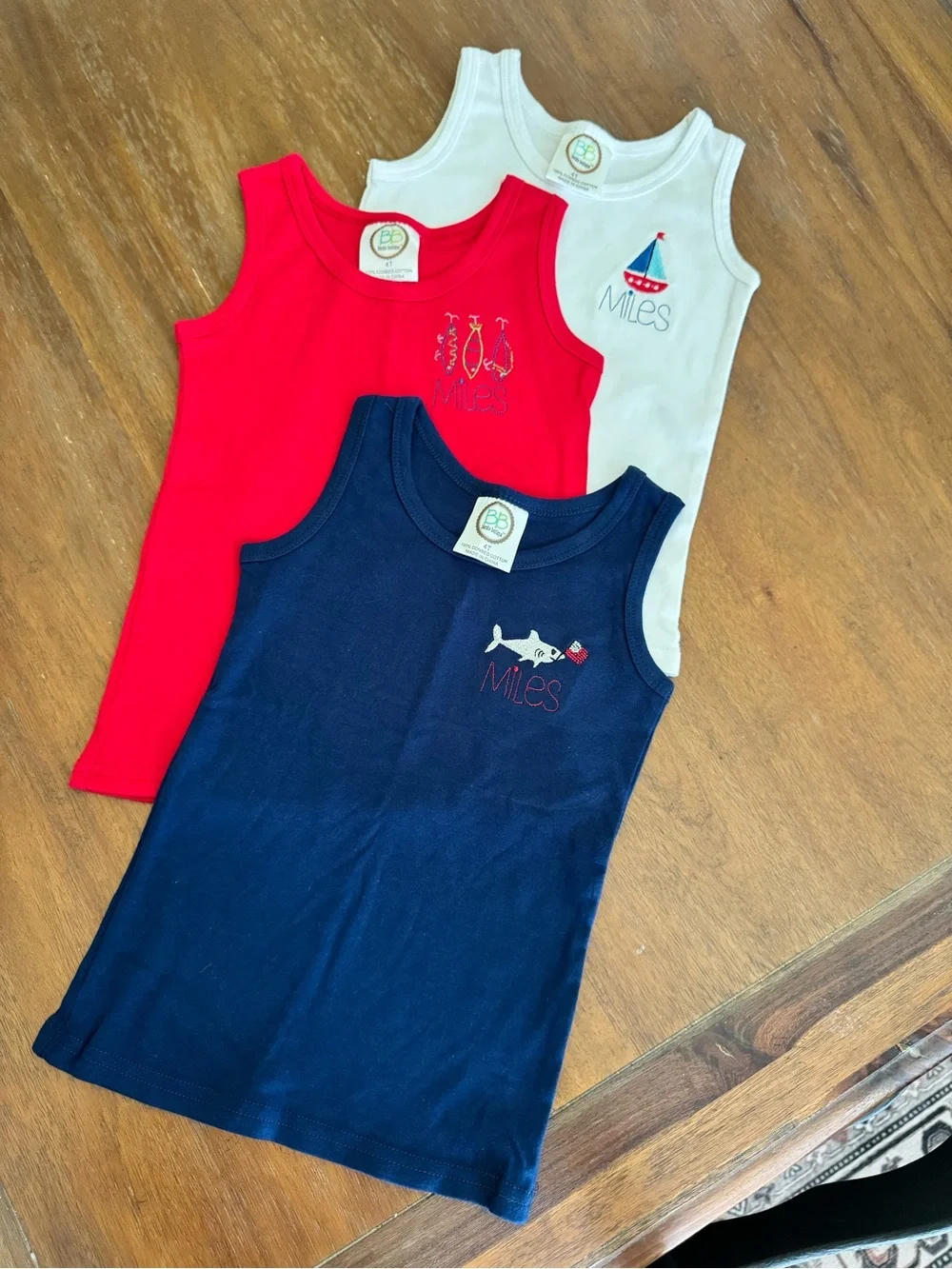 “Miles” embroidered summer sets.
